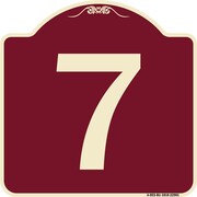 SIGNMISSION Designer Series Sign W/ Number 7, Burgundy Heavy-Gauge Aluminum Sign, 18" x 18", BU-1818-22901 A-DES-BU-1818-22901